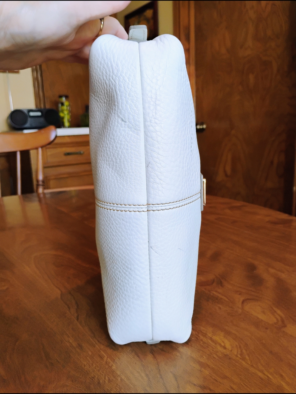 Dooney & Bourke White Pebble Grain Leather "Hobo Corner Buckle" Shoulder Bag - Picture 7 of 13